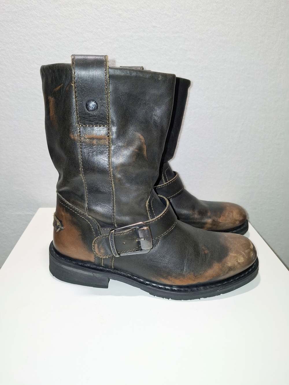 Harley-Davidson Brown and Black Leather Harness Boots - Picture 10 of 11